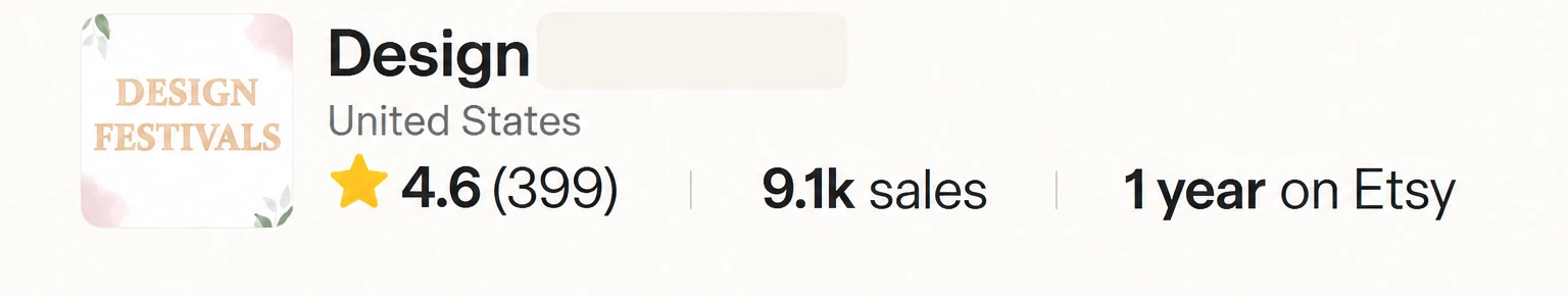 Design store overview showing a 4.6 rating and 9.1k sales