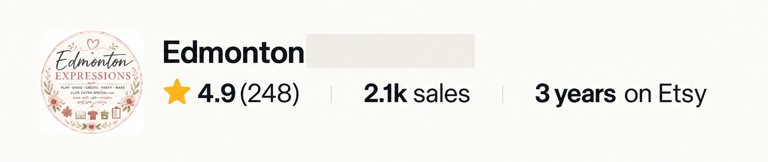 Edmonton store overview showing a 4.9 rating and 2.1k sales