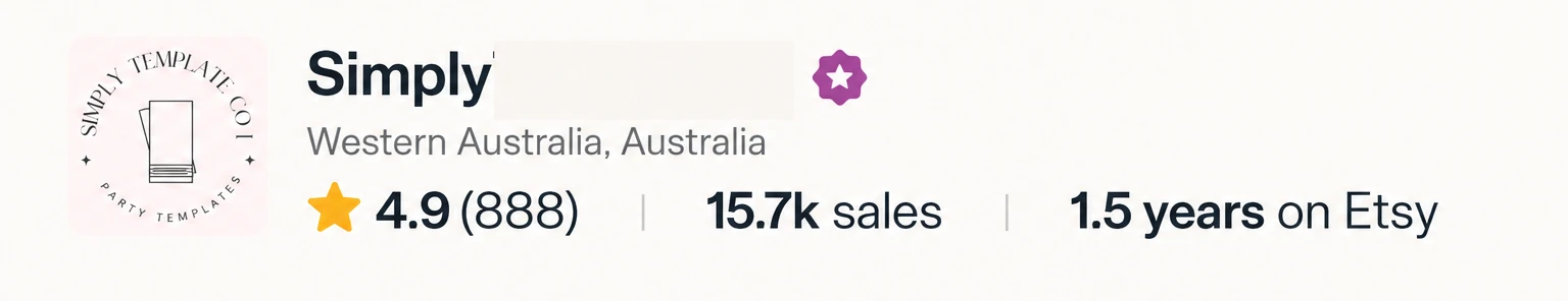 Simply store overview showing a 4.9 rating and 15.7k sales