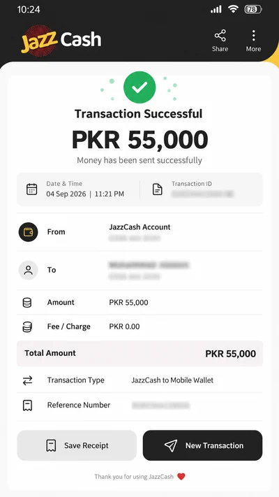 Illustrative JazzCash payment example 2; not an actual student payment record